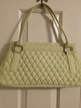 Vera Bradley Quilted Light Green Shoulder Tote Bag